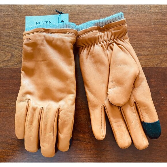 Hestra Mens Leather Size 9 Lined Short Rib Knitted Cuff Touchscreen Compatible - Picture 3 of 9